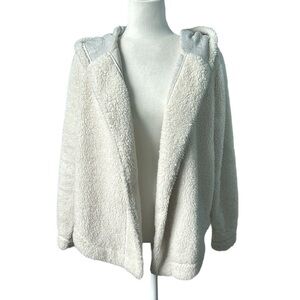 Loft Fleece Open Front Hooded Long Sleeves Jacket Oversized Size Small